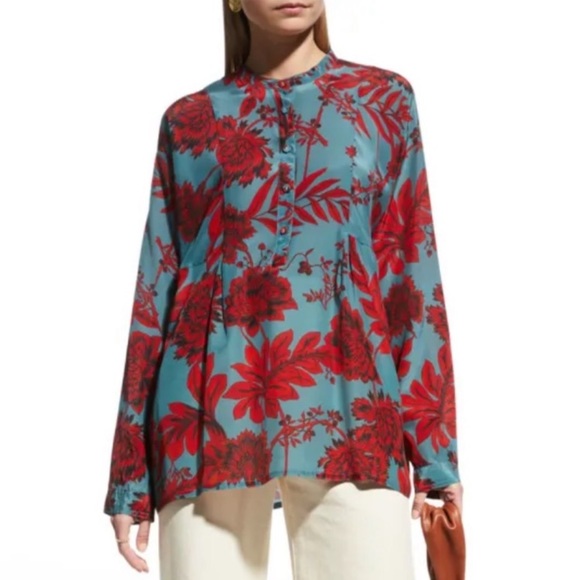 Johnny Was Pete & Greta Silk Floral Print Salon Long Sleeve Blouse Size 2X - Picture 2 of 11